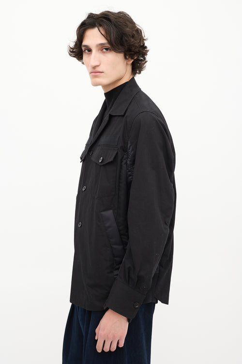 Sacai Black Cotton & Nylon Panelled Four Pocket Shirt