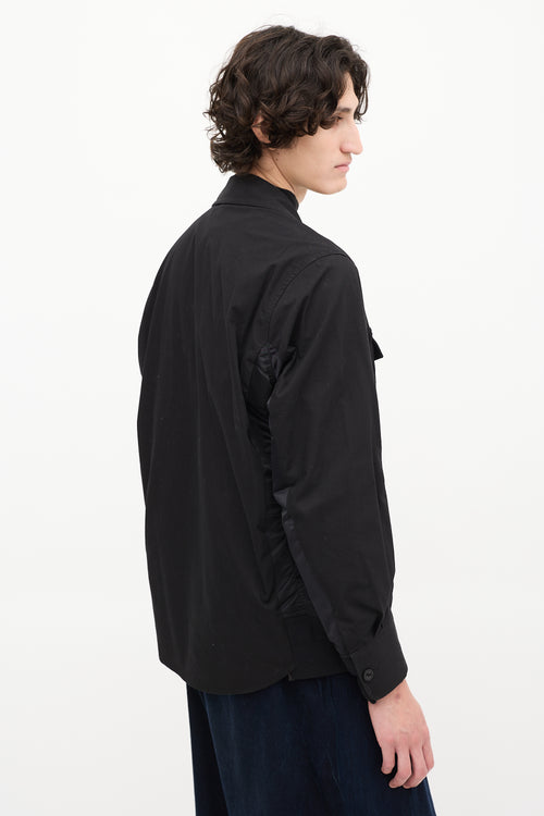 Sacai Black Cotton & Nylon Panelled Four Pocket Shirt