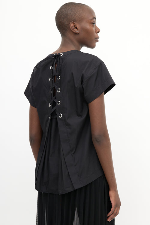 Sacai Black Lace Up Back Top