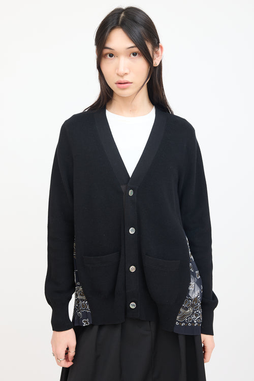 Sacai Black & Multi Knit Pleated Cardigan