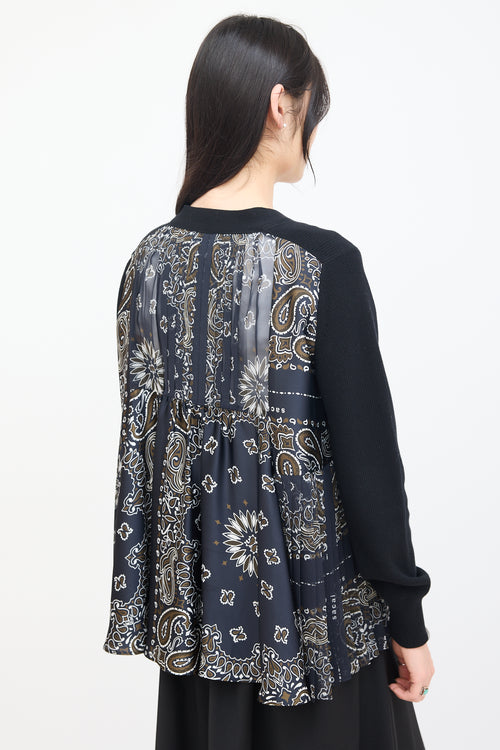 Sacai Black & Multi Knit Pleated Cardigan