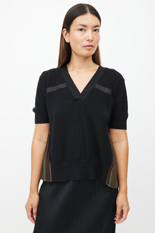 Sacai Black & Multicolour Pleated Knit Top