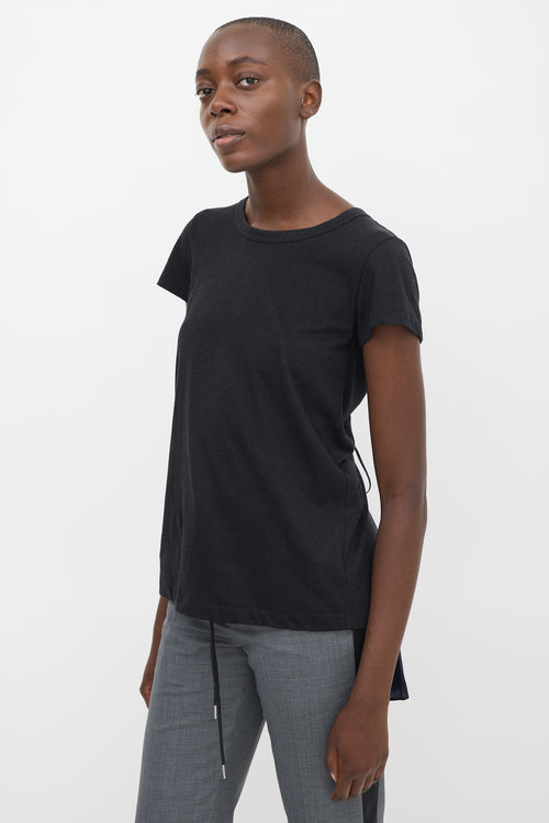 Sacai Black & Navy Insert Lace Up T-Shirt