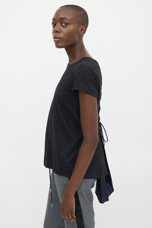 Sacai Black & Navy Insert Lace Up T-Shirt