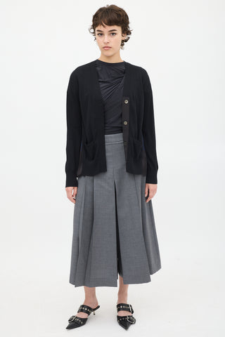 Sacai Black & Navy Knit Pleated Cardigan