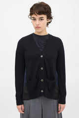 Sacai Black & Navy Knit Pleated Cardigan