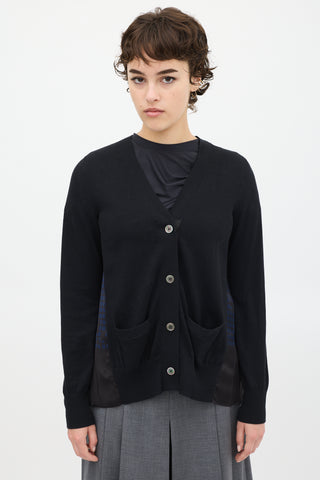 Sacai Black & Navy Knit Pleated Cardigan