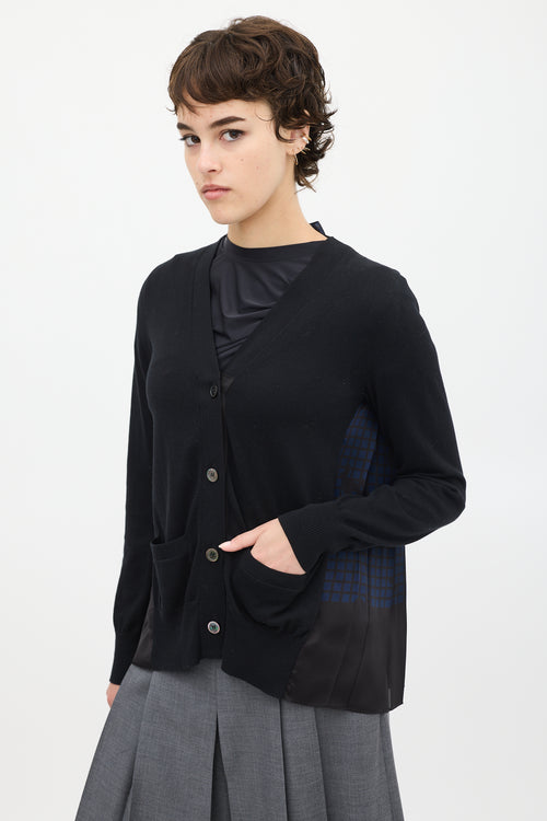 Sacai Black & Navy Knit Pleated Cardigan