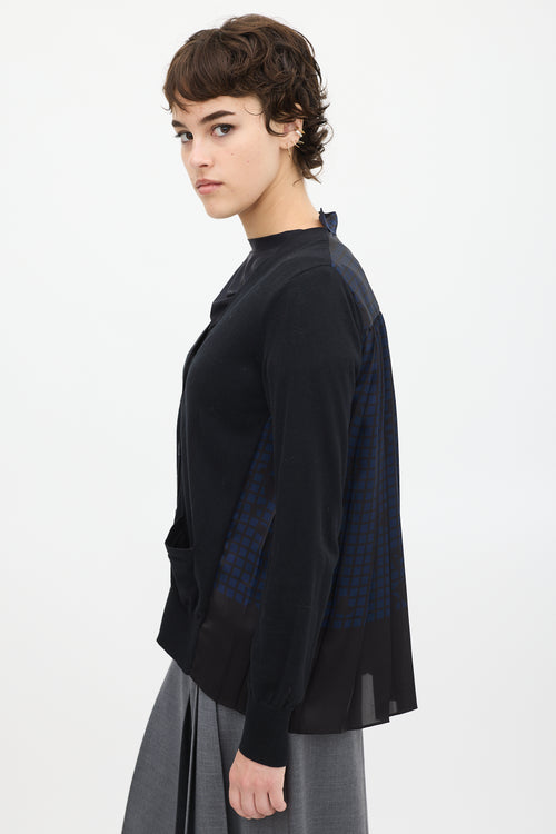 Sacai Black & Navy Knit Pleated Cardigan