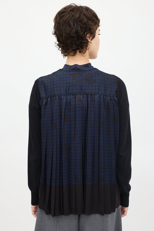 Sacai Black & Navy Knit Pleated Cardigan