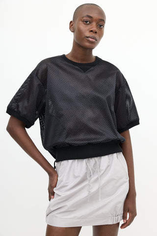 Sacai Black Perforated Satin Top