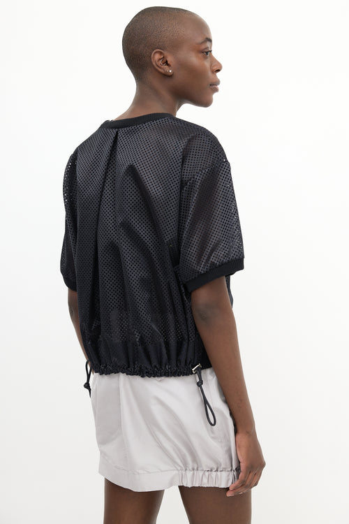 Sacai Black Perforated Satin Top