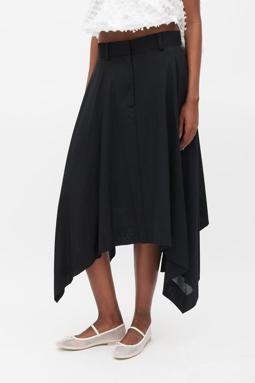 Sacai Black Wool Handkerchief Midi Skirt