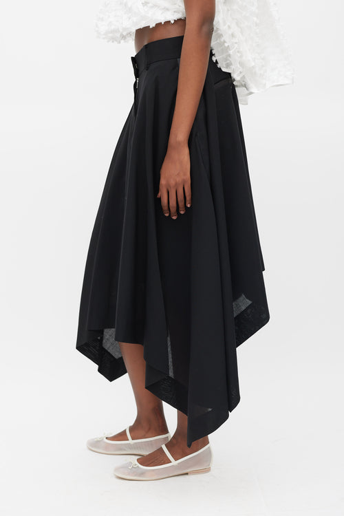 Sacai Black Wool Handkerchief Midi Skirt