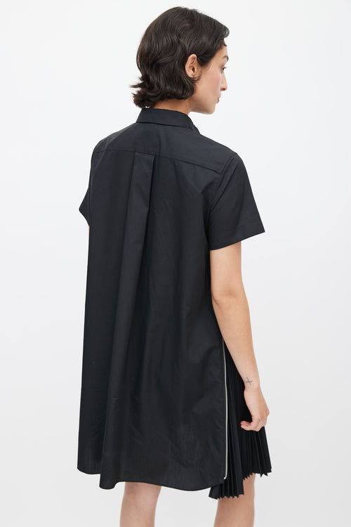 Sacai Black Zip Pleated Drawstring Dress