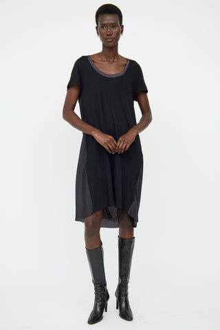 Sacai Black & Grey Mixed Media T-Shirt Dress