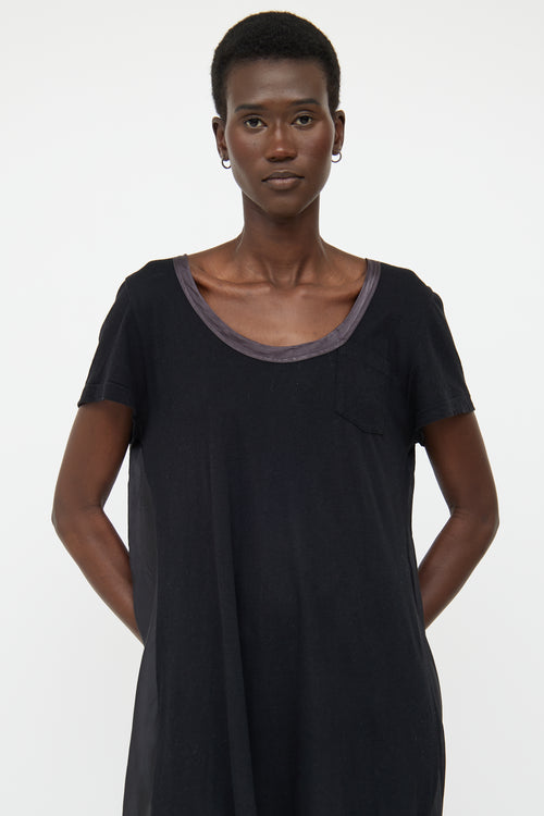 Sacai Black & Grey Mixed Media T-Shirt Dress