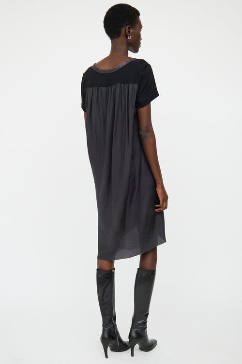 Sacai Black & Grey Mixed Media T-Shirt Dress