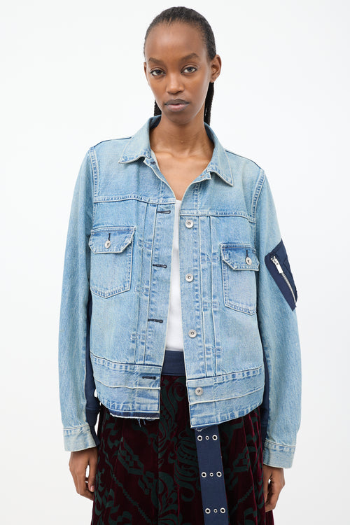 Sacai Blue Panelled Bomber & Denim Jacket