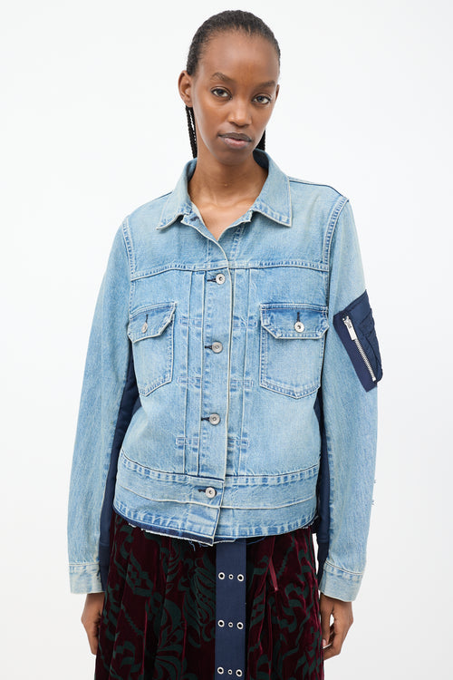 Sacai Blue Panelled Bomber & Denim Jacket