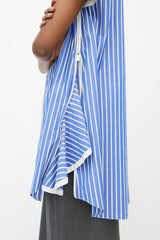 Sacai Blue & White Stripes Flared Shirt Dress