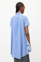 Sacai Blue & White Stripes Flared Shirt Dress