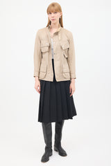 Sacai Brown Cotton & Silk Belted Safari Jacket