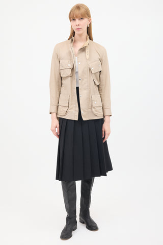 Sacai Brown Cotton & Silk Belted Safari Jacket