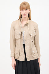 Sacai Brown Cotton & Silk Belted Safari Jacket