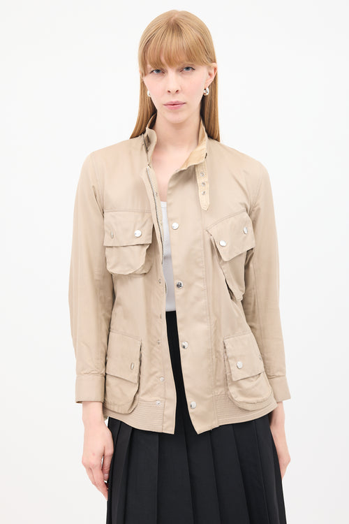 Sacai Brown Cotton & Silk Belted Safari Jacket