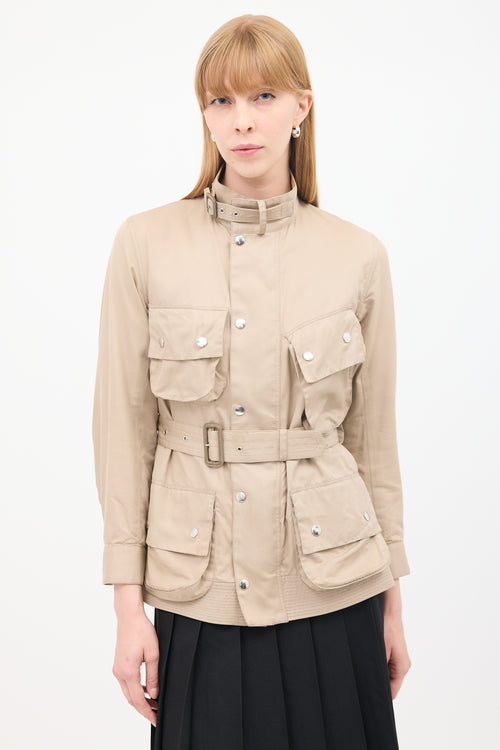 Sacai Brown Cotton & Silk Belted Safari Jacket