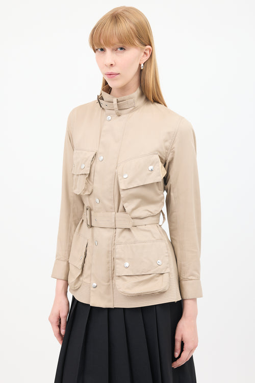 Sacai Brown Cotton & Silk Belted Safari Jacket