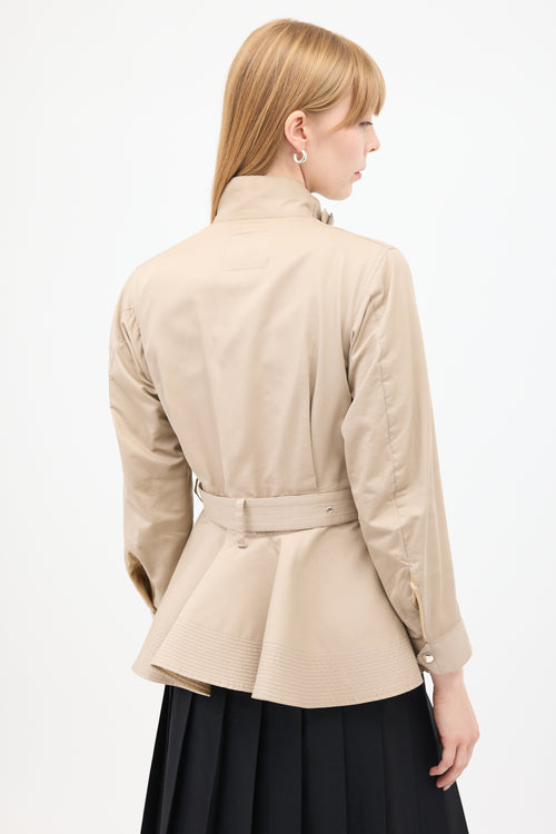 Sacai Brown Cotton & Silk Belted Safari Jacket