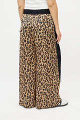 Sacai Brown & Navy Patterned Wide Leg Trouser