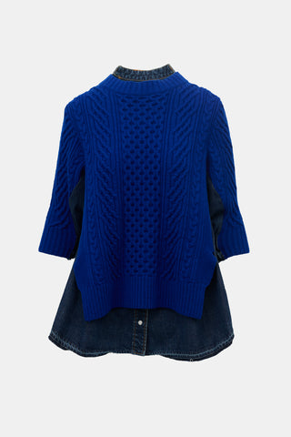 Sacai Cable Knit & Denim Shirt