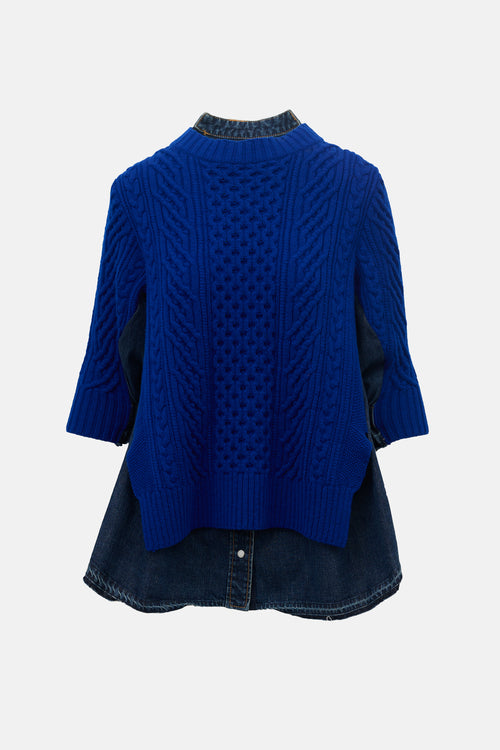 Sacai Cable Knit & Denim Shirt
