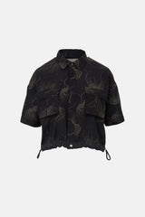 Sacai Cropped Printed Drawstring Shirt