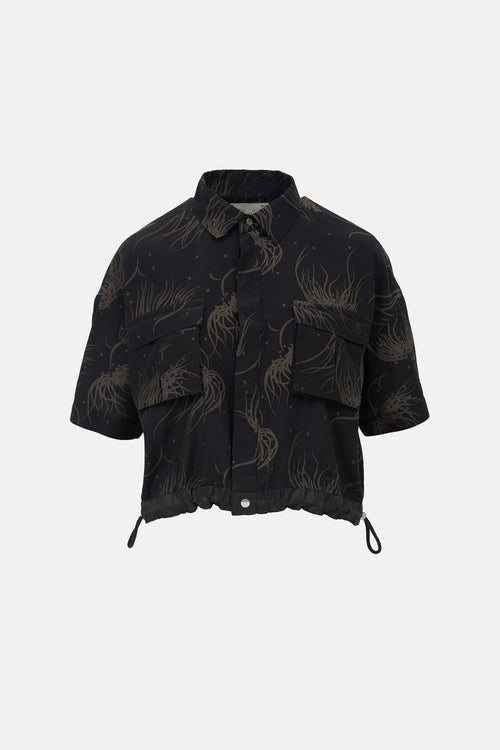 Sacai Cropped Printed Drawstring Shirt