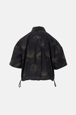 Sacai Cropped Printed Drawstring Shirt