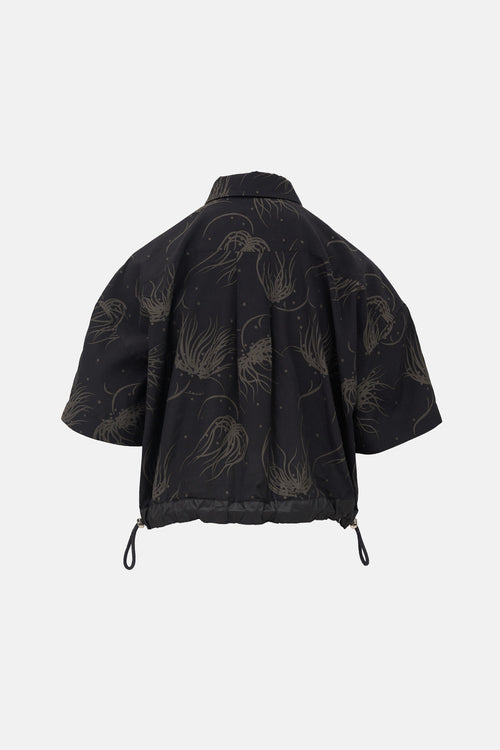 Sacai Cropped Printed Drawstring Shirt