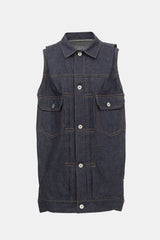 Sacai Denim Pleated Long Vest