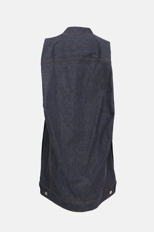 Sacai Denim Pleated Long Vest