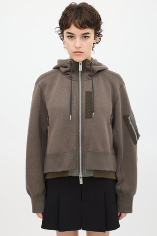 Sacai Green Hooded Bomber Jacket