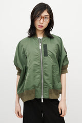 sacai panelled quilted bomber jacket - Green