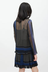 Sacai Grey & Navy Geometric Pleated Dress