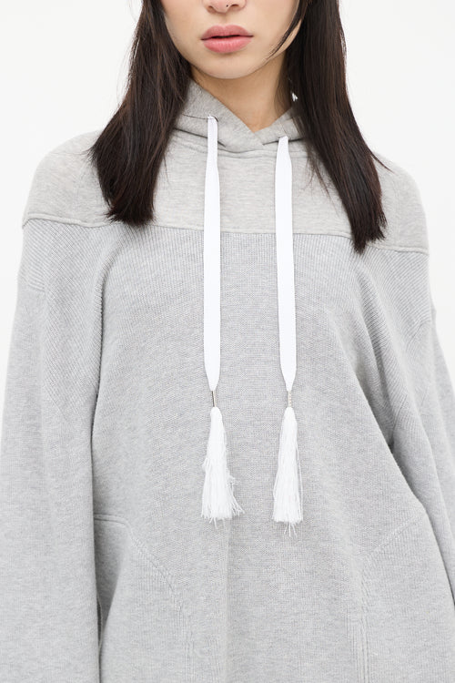 Sacai Grey Fringe Drawstring Hoodie