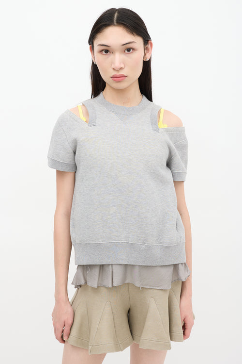 Sacai Grey & Yellow Floral Cutout Sweatshirt