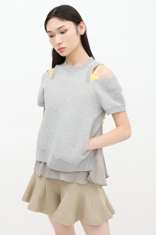 Sacai Grey & Yellow Floral Cutout Sweatshirt