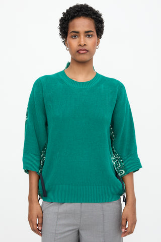 Sacai Knit & Canvas Bandana Sweater