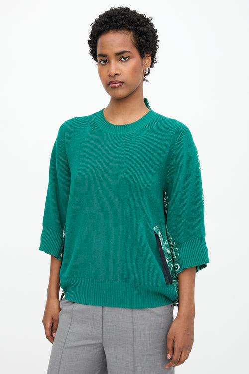 Sacai Knit & Canvas Bandana Sweater